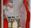 "Little Tree"  Mixed Media – Collage 2010 3” x 5” x 1-1/2”  Handmade pine paper, silver leaf, vintage photograph, stamps Inspired by e.e. cummings poem, little tree